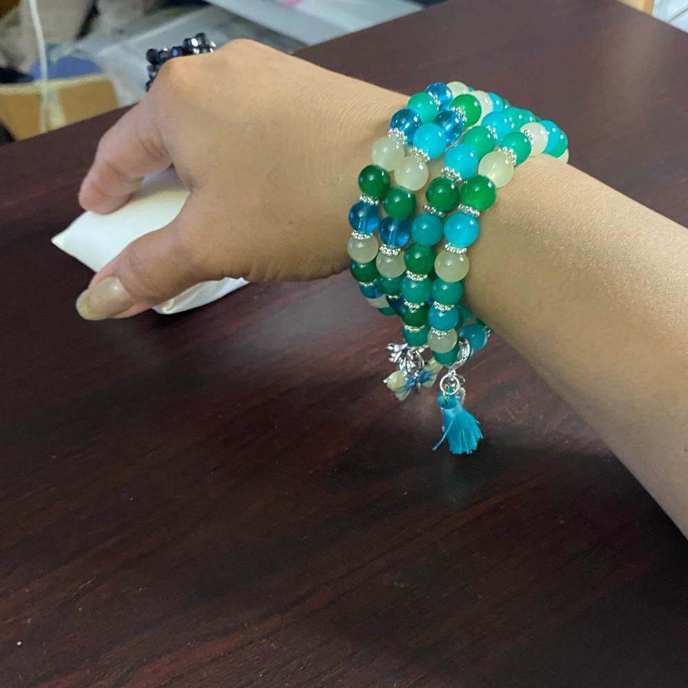Elegant Beaded Bracelet set with Charms